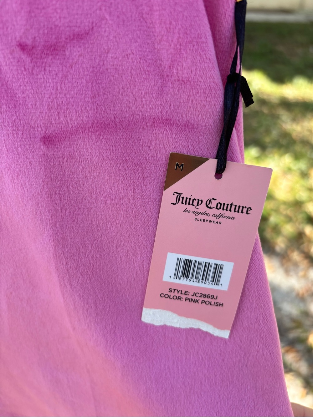 Juicy Couture pink velour rhinestone logo sleep t-shirt women’s Medium Y2K - Picture 2 of 10